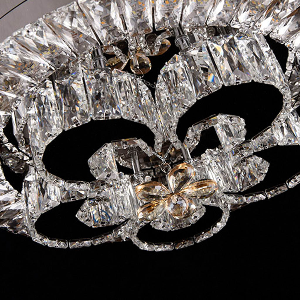 Angle view of Jasmine LED gold chandelier in elegant Australian interior with modern design
