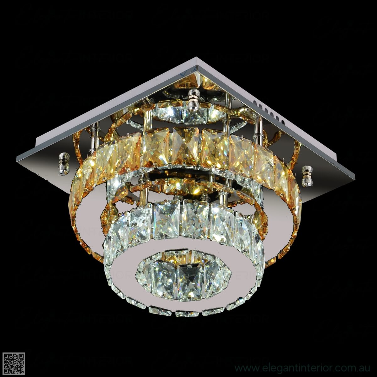 Bottom view of Jennifer’s flush mount ceiling LED light in elegant modern interior