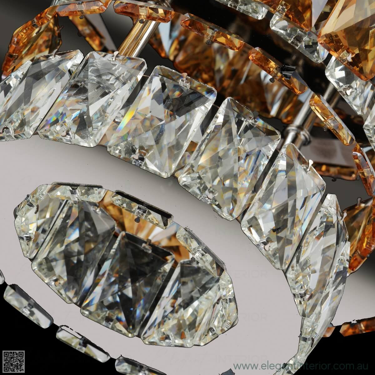 Crystal view of Jennifer flush mount ceiling LED light showcasing elegant detailing