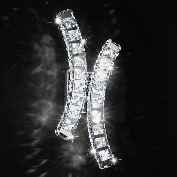  Front view of Kimia LED crystal wall light by Lux Decor with elegant modern design