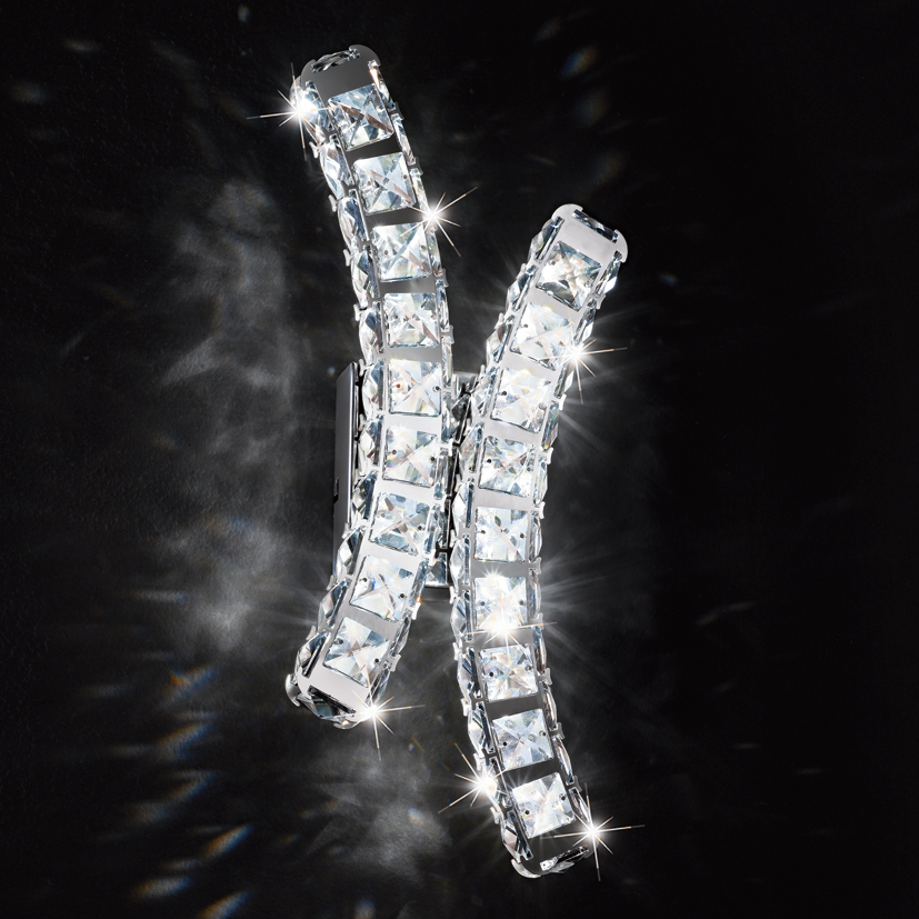  Front view of Kimia LED crystal wall light by Lux Decor with elegant modern design