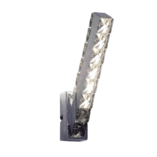 Side view of Lux Decor LED crystal wall light fixture showcasing elegant modern design