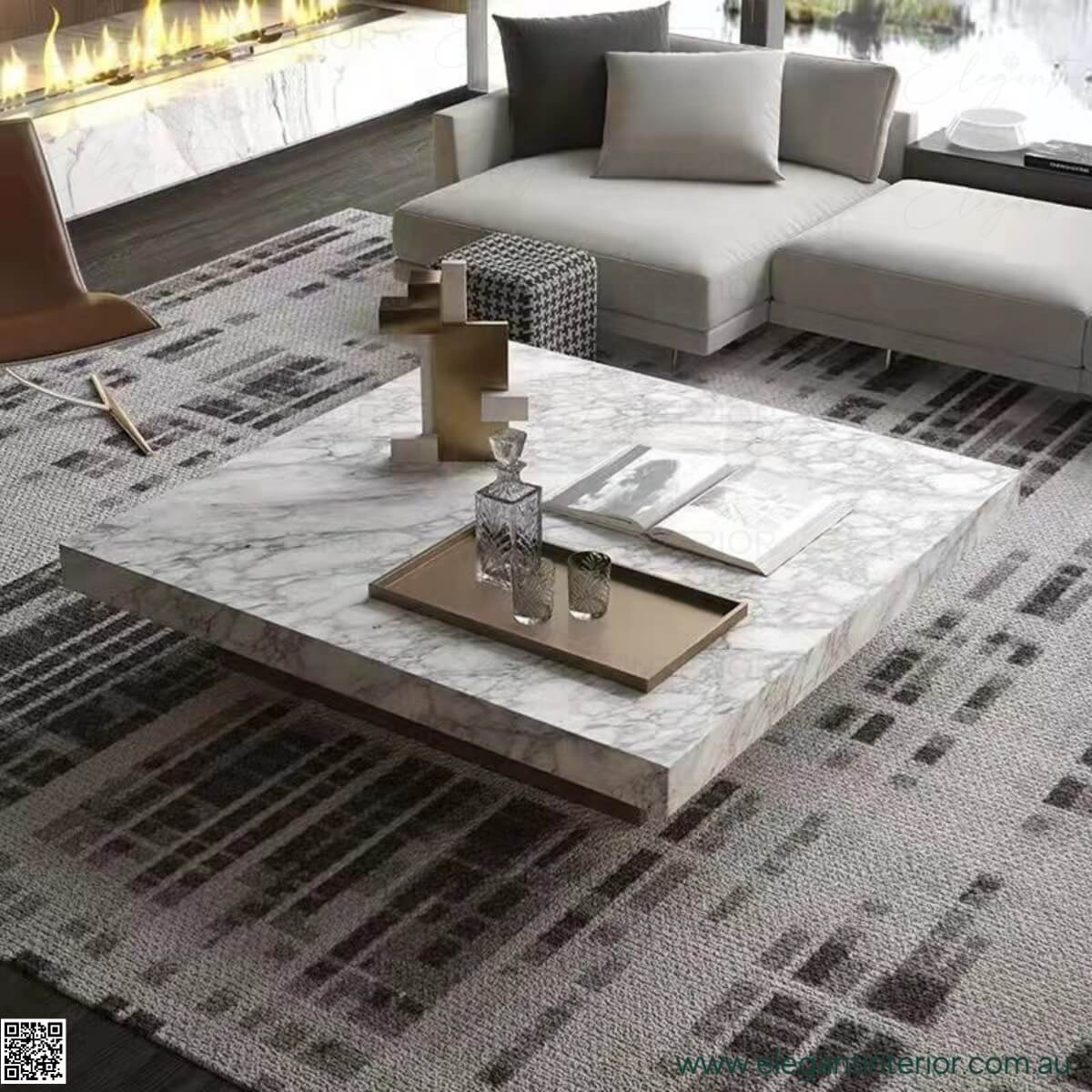 Side view of Freya coffee table highlighting modern design in an Australian setting