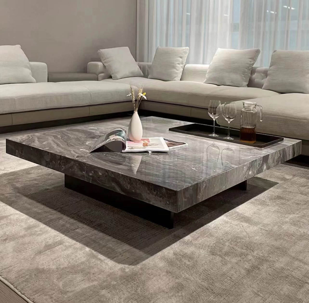 Luxury marble square coffee table – elegant high-end furniture for Australian interiors