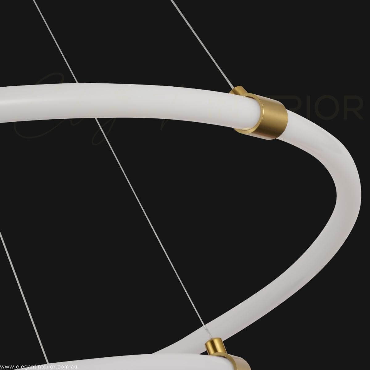Detail view of luxury modern pendant ring light – elegant design with LED illumination in Australia
