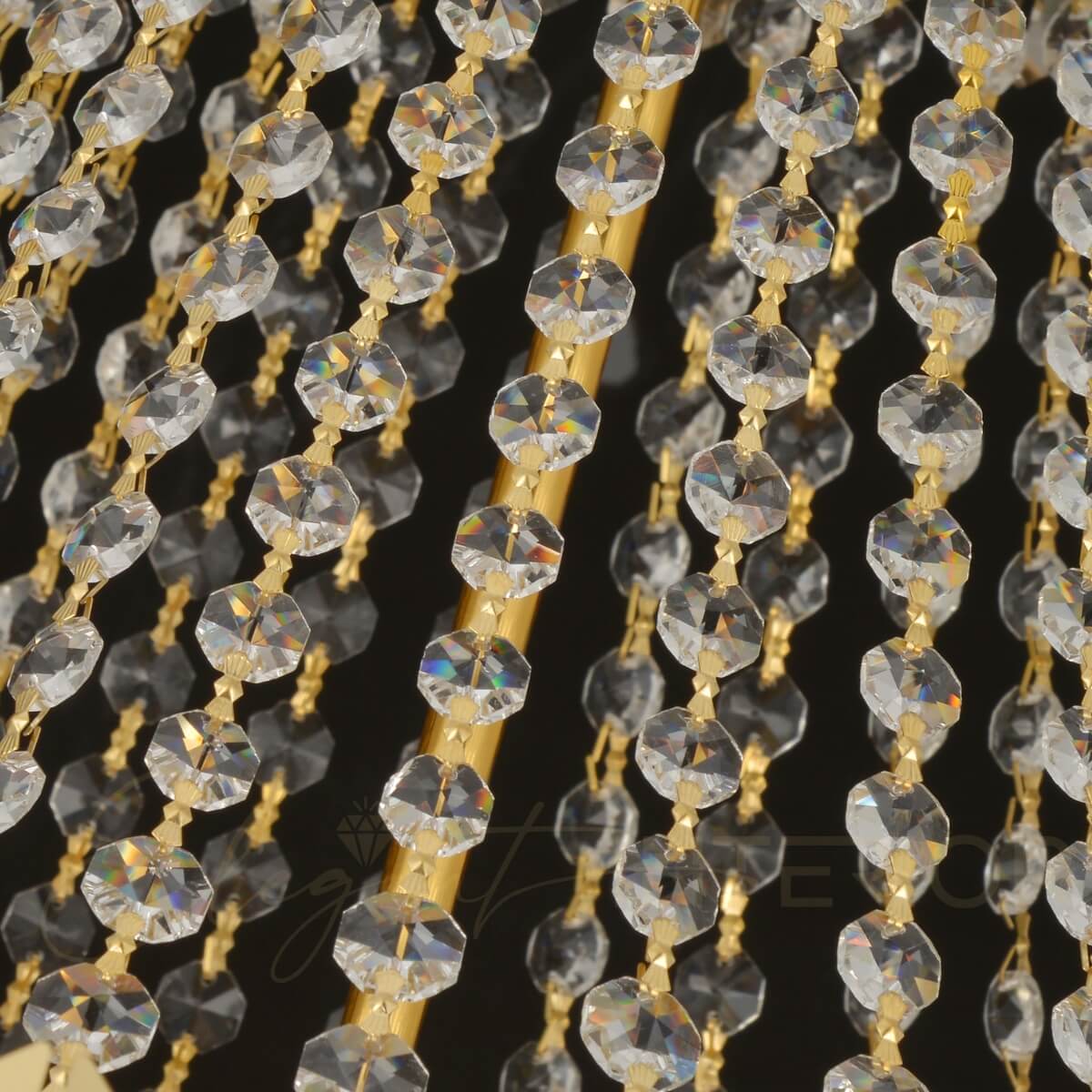 Crystal detail view of Tara chandelier in elegant Australian interior – sparkling facets highlighting exquisite craftsmanship