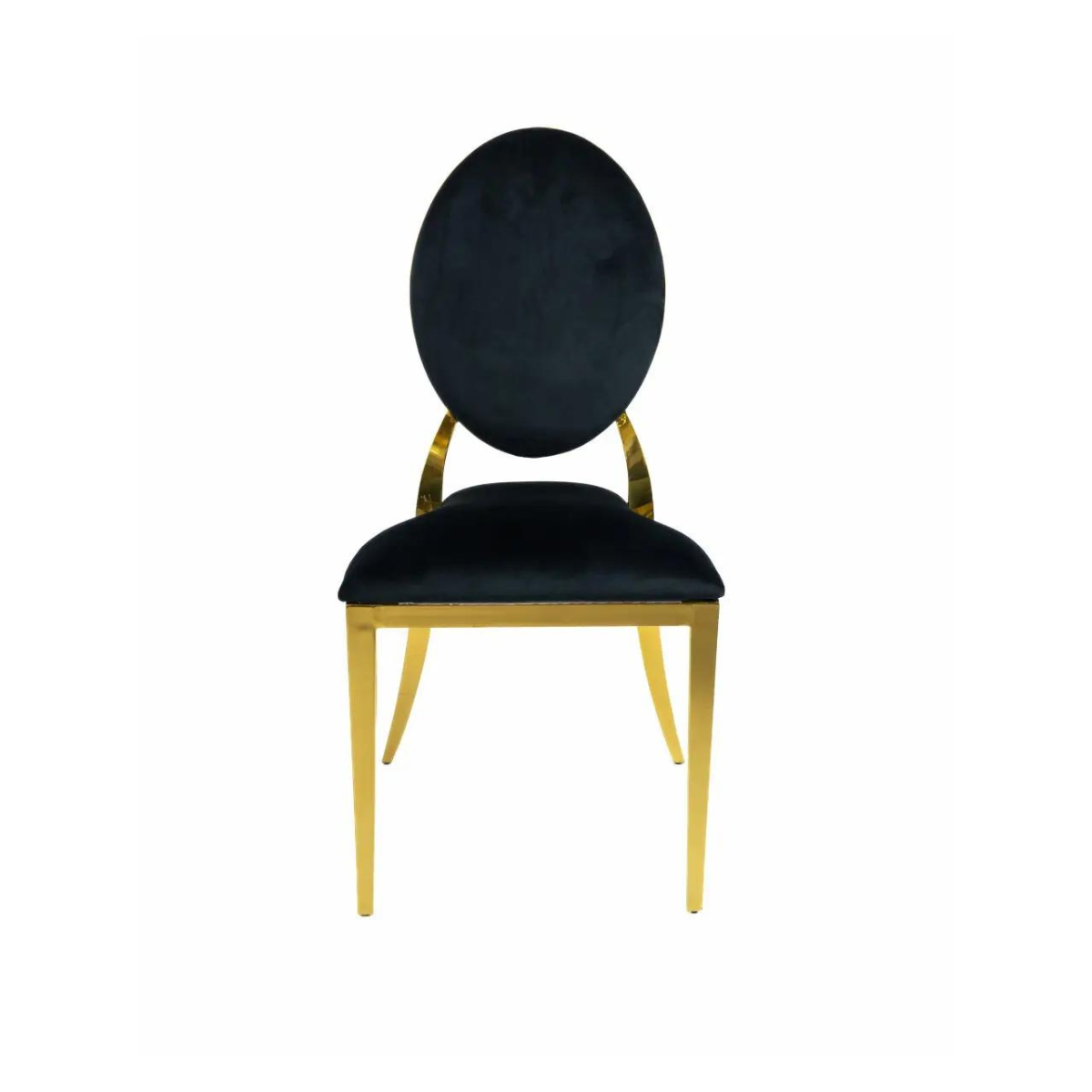 Front view of Medusa modern glamour chair with steel design – elegant and stylish seating for contemporary interiors