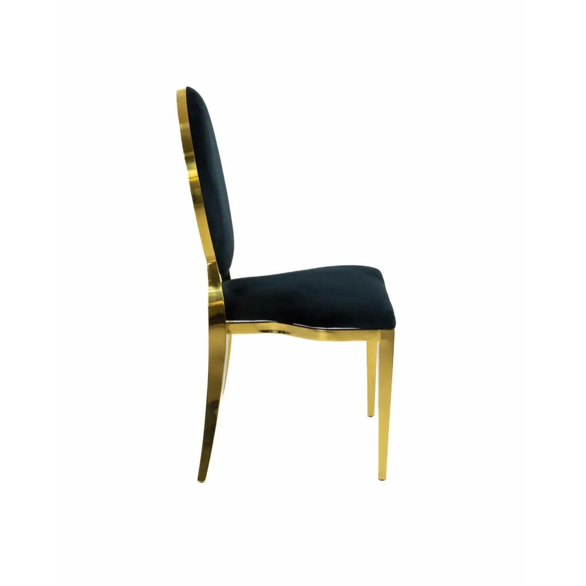Side view of Medusa chair – modern glamour design with sleek steel frame and luxurious cushioning