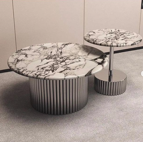 Modern Lily coffee table set with marble tops, elegant design for stylish and contemporary living rooms