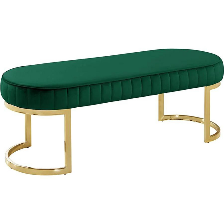 Side view of oval velvet half-moon leg green chair in elegant Australian interior – plush and stylish seating