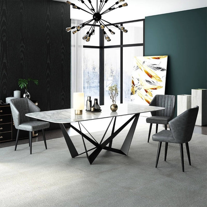Rectangle Natural Marble Dining Table – Elegant Modern Design – Luxury Dining Furniture