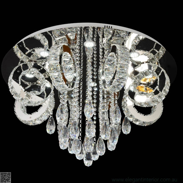 Front view of Rihanna 1031 flush mount light by Elegant Interior Australia with gold finish and crystals