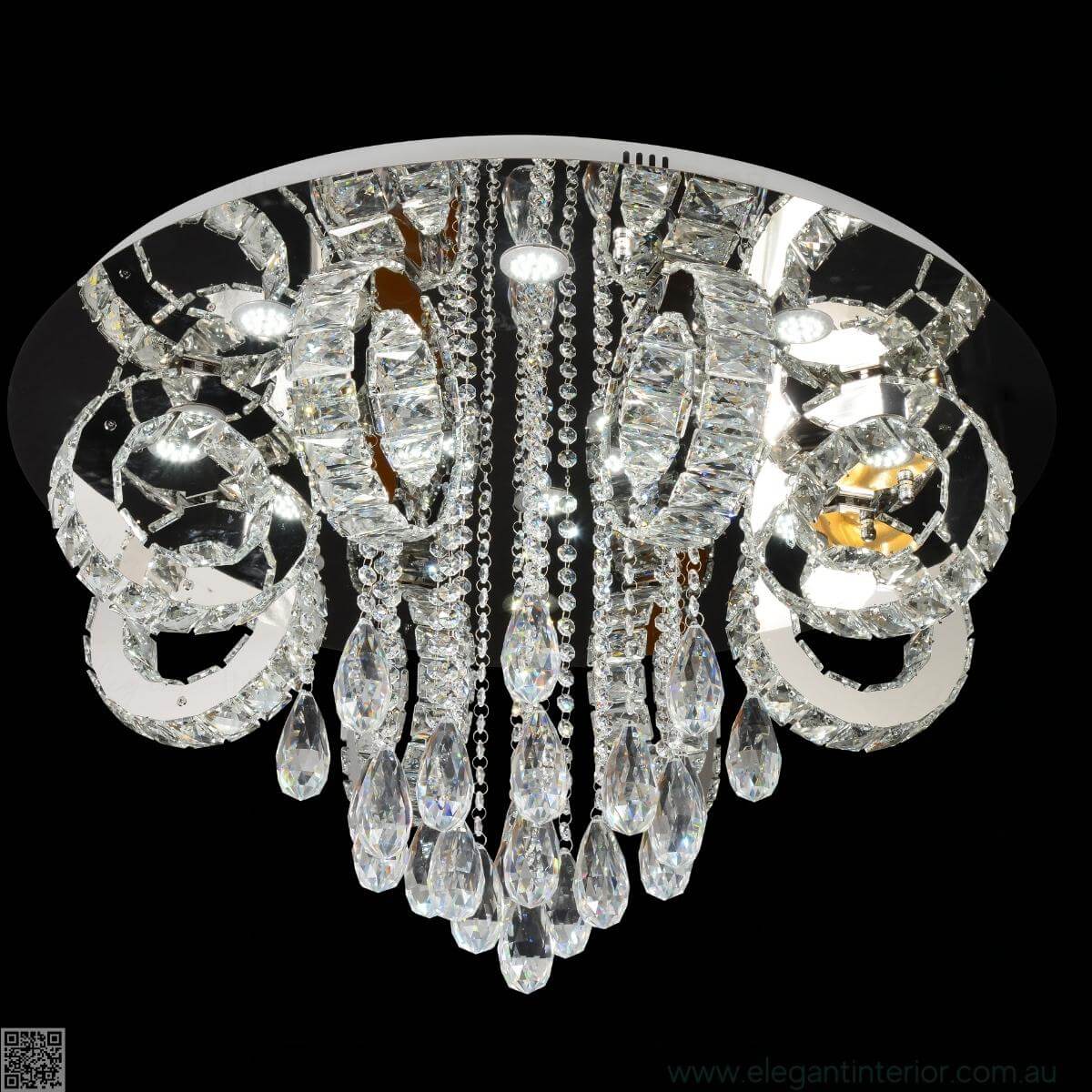 Front view of Rihanna 1031 flush mount light by Elegant Interior Australia with gold finish and crystals