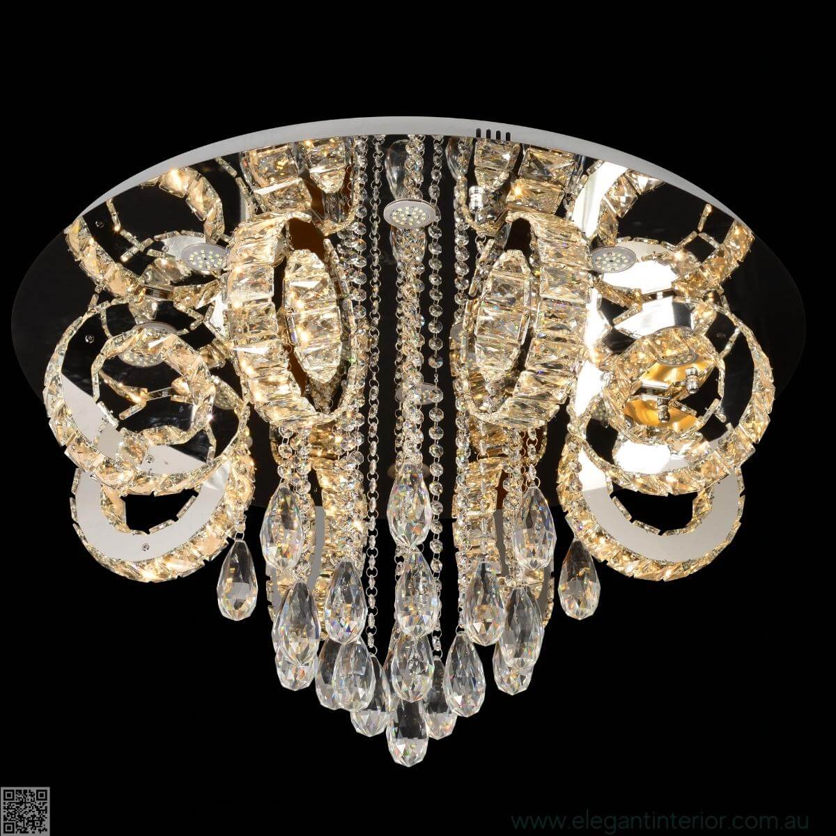 Front view of Rihanna 1031 flush mount light by Elegant Interior Australia with gold finish and crystals
