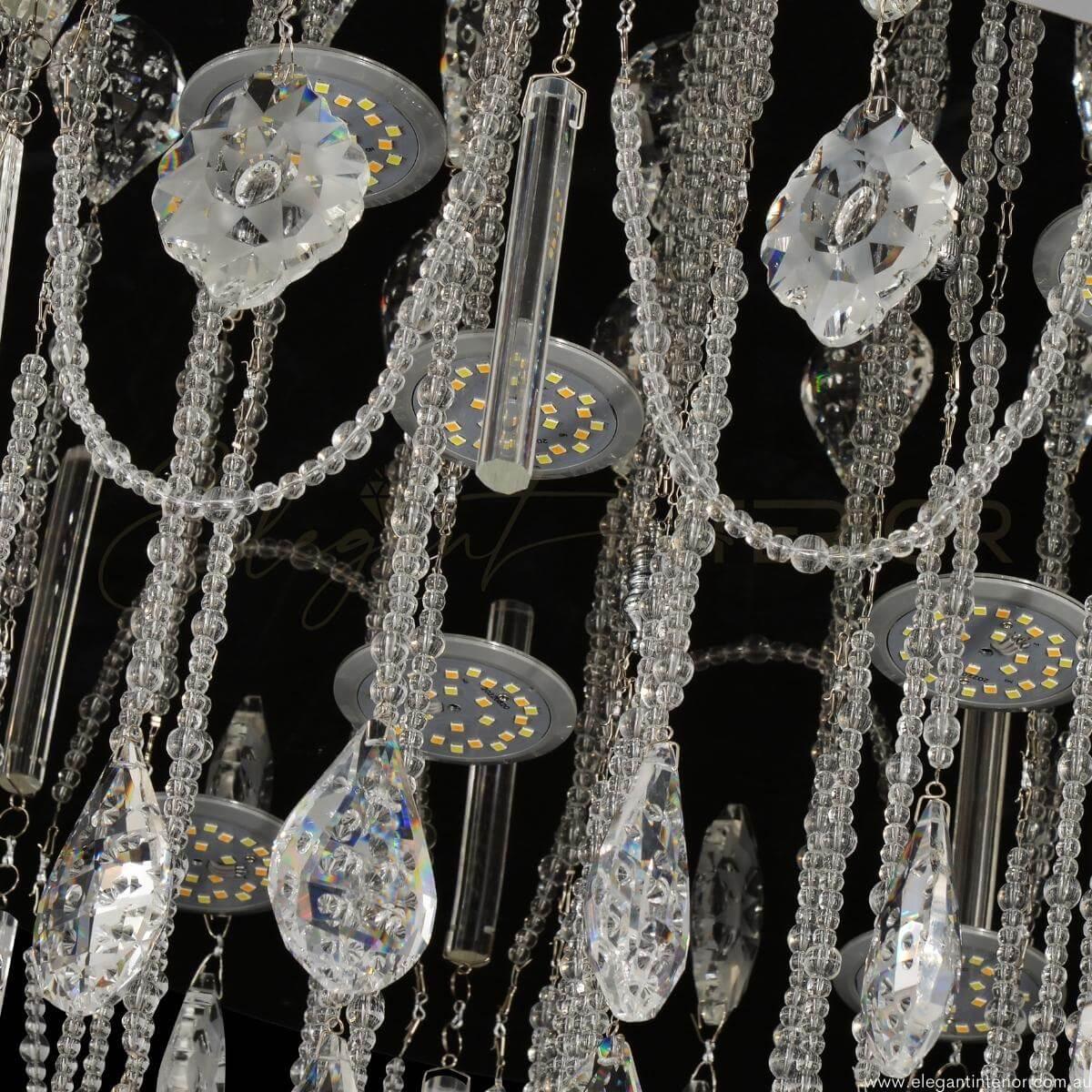 Detailed view of Serina chandelier ceiling light highlighting its elegant features