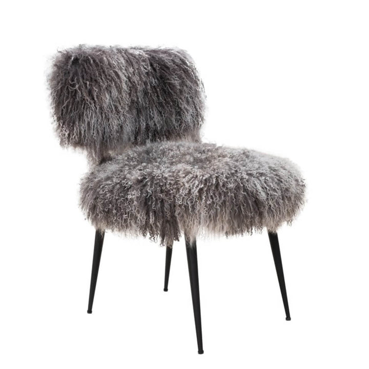 Side view of sheep wool lounge chair in Australia showcasing cozy texture and modern design