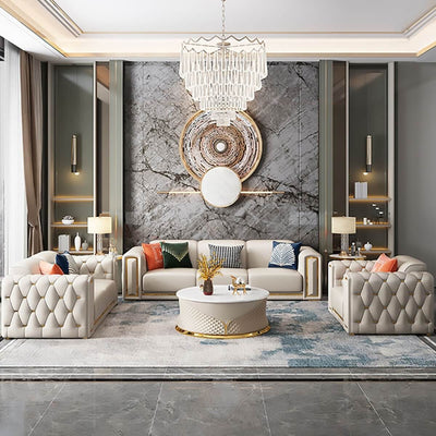 Simplicity-Modern Leather Living Room Sofa Set