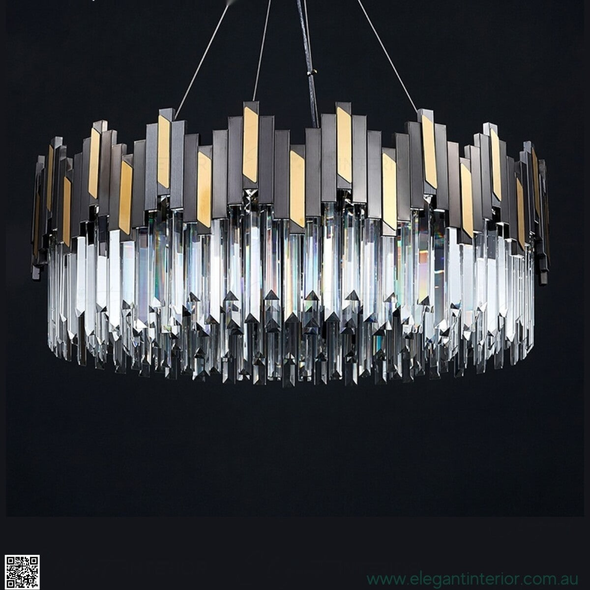 Front detail view of Sophia luxury crystal chandelier highlighting intricate crystal design