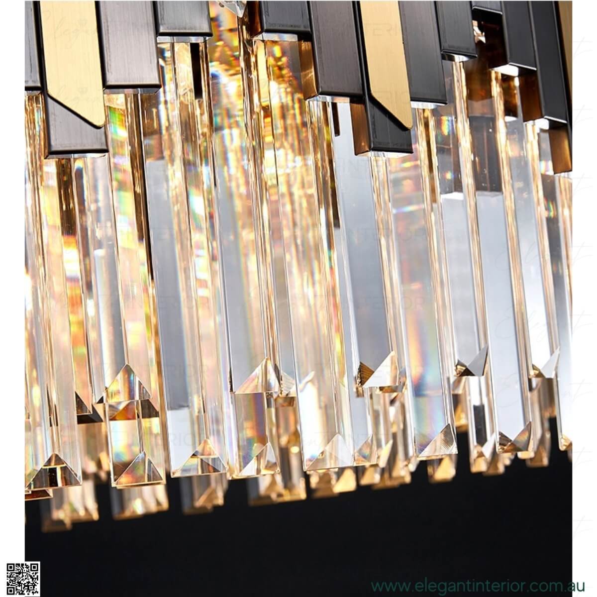 Detail view of Sophia luxury crystal chandelier showcasing fine crystal craftsmanship