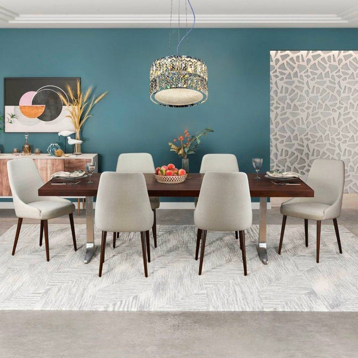  Tamara modern crystal ceiling light installed above dining table with elegant ambiance