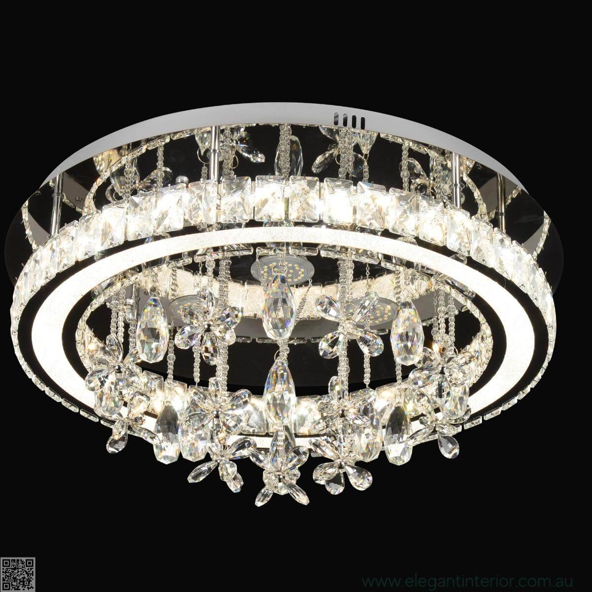  Side view of Tamara modern crystal ceiling light showcasing sleek elegant design