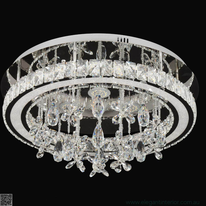 Front view of Tamara modern crystal ceiling light with sleek and elegant design