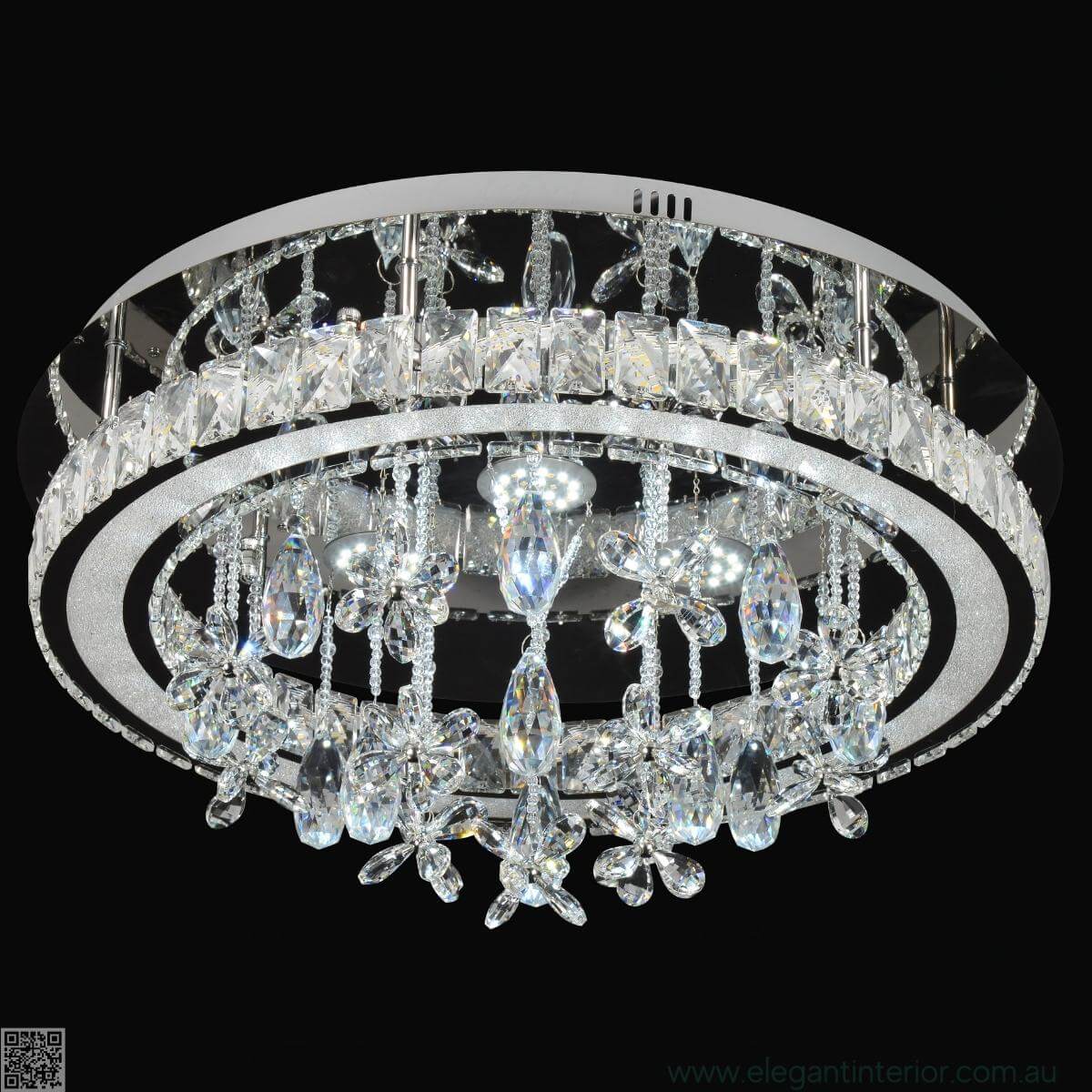 Front view of Monica chandelier ceiling light showcasing elegant and modern design