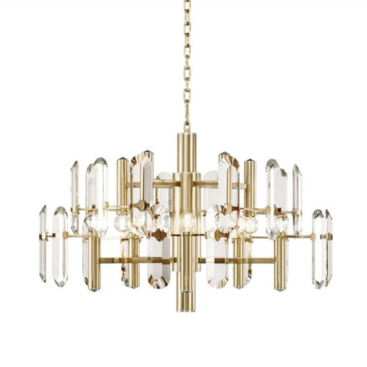 Front view of Yasmin gold luxury ceiling pendant chandelier by Lux Decor Australia with elegant style