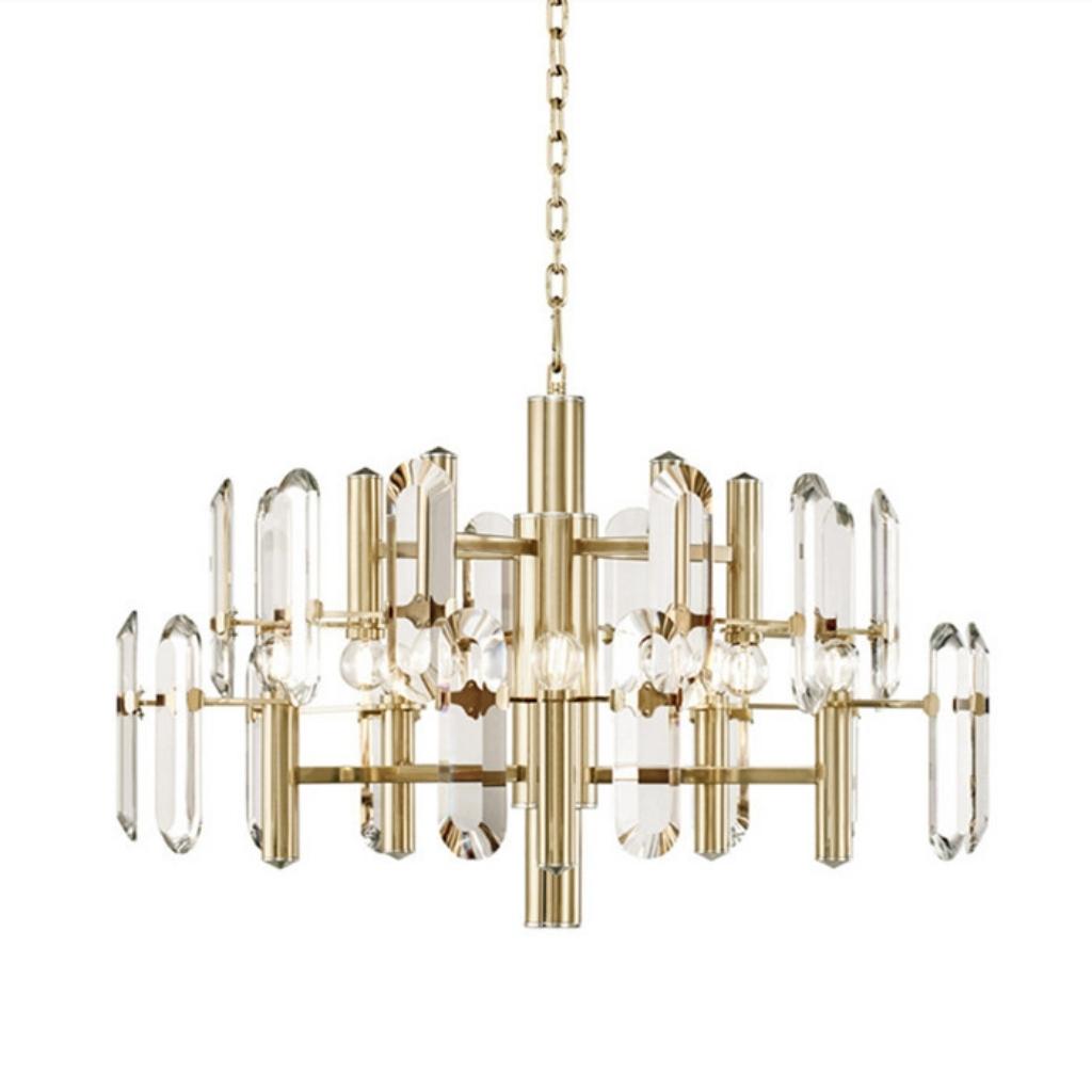 Front view of Yasmin gold luxury ceiling pendant chandelier by Lux Decor Australia with elegant style