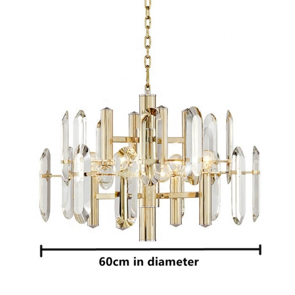 Diameter detail of Yasmin gold luxury ceiling pendant chandelier by Lux Decor Australia