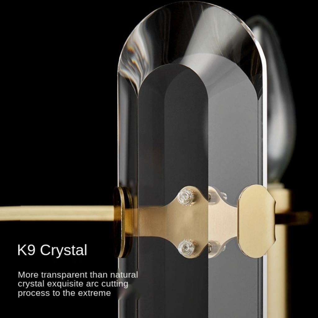 Yasmin gold luxury ceiling pendant chandelier with K9 crystal, exquisite arc cutting, high transparency